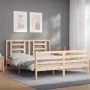 Bed frame with solid wood headboard 160x200 cm by vidaXL, Beds and slatted bases - Ref: Foro24-3194711, Price: 135,56 €, Disc...