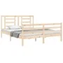 Bed frame with solid wood headboard 160x200 cm by vidaXL, Beds and slatted bases - Ref: Foro24-3194711, Price: 135,56 €, Disc...