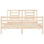 Bed frame with solid wood headboard 160x200 cm by vidaXL, Beds and slatted bases - Ref: Foro24-3194711, Price: 135,56 €, Disc...
