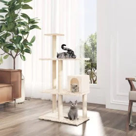 Rascador para gatos con postes de sisal color crema 119 cm de vidaXL, Mobiliario para gatos - Ref: Foro24-171518, Precio: 46,...