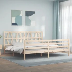 Estructura de cama con cabecero madera maciza 200x200 cm de vidaXL, Camas y somieres - Ref: Foro24-3194396, Precio: 143,84 €,...
