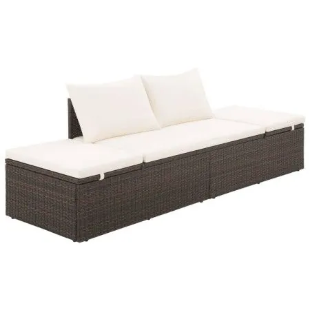 Cama de jardín 195x60 cm ratán sintético marrón de vidaXL, Camas para exteriores - Ref: Foro24-43954, Precio: 227,25 €, Descu...