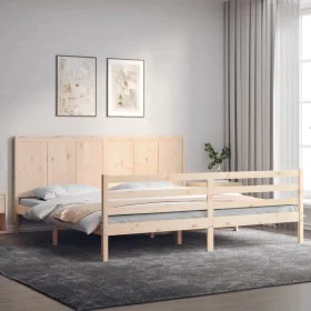 Estructura de cama con cabecero madera maciza 200x200 cm de vidaXL, Camas y somieres - Ref: Foro24-3194526, Precio: 169,41 €,...