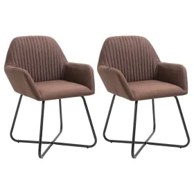 Sillas de comedor giratorias 2 unidades tela marrón de vidaXL, Sillas de comedor - Ref: Foro24-249810, Precio: 184,08 €, Desc...