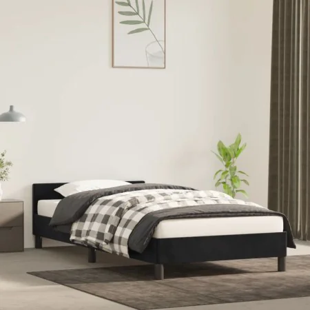Estructura de cama con cabecero de terciopelo negro 100x200 cm de vidaXL, Camas y somieres - Ref: Foro24-347557, Precio: 88,3...