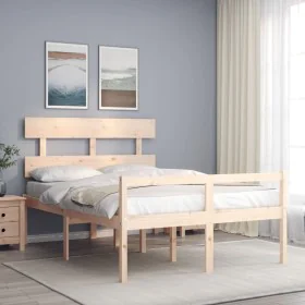 Cama para personas mayores con cabecero madera maciza 140x190cm de vidaXL, Camas y somieres - Ref: Foro24-3195331, Precio: 14...