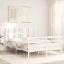 White solid wood bed frame with headboard 140x190 cm by vidaXL, Beds and slatted bases - Ref: Foro24-3194097, Price: 135,39 €...
