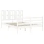 White solid wood bed frame with headboard 140x190 cm by vidaXL, Beds and slatted bases - Ref: Foro24-3194097, Price: 135,39 €...