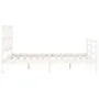 White solid wood bed frame with headboard 140x190 cm by vidaXL, Beds and slatted bases - Ref: Foro24-3194097, Price: 135,39 €...