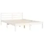 White solid wood bed frame with headboard 140x190 cm by vidaXL, Beds and slatted bases - Ref: Foro24-3194097, Price: 135,39 €...