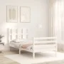 White solid wood bed frame with headboard 90x200 cm by vidaXL, Beds and slatted bases - Ref: Foro24-3194102, Price: 104,30 €,...