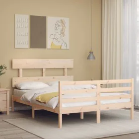 Estructura de cama con cabecero madera maciza 120x200 cm de vidaXL, Camas y somieres - Ref: Foro24-3195086, Precio: 106,26 €,...