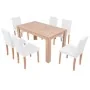 Juego de comedor de roble+cuero artificial 7 piezas color crema de vidaXL, muebles para cocinas y comedores - Ref: Foro24-243...