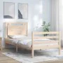 Bed frame with solid wood headboard 100x200 cm by vidaXL, Beds and slatted bases - Ref: Foro24-3194041, Price: 123,90 €, Disc...