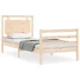 Bed frame with solid wood headboard 100x200 cm by vidaXL, Beds and slatted bases - Ref: Foro24-3194041, Price: 123,90 €, Disc...