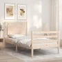 Bed frame with solid wood headboard 100x200 cm by vidaXL, Beds and slatted bases - Ref: Foro24-3194041, Price: 123,90 €, Disc...