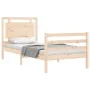 Bed frame with solid wood headboard 100x200 cm by vidaXL, Beds and slatted bases - Ref: Foro24-3194041, Price: 123,90 €, Disc...