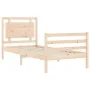 Bed frame with solid wood headboard 100x200 cm by vidaXL, Beds and slatted bases - Ref: Foro24-3194041, Price: 123,90 €, Disc...