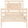 Bed frame with solid wood headboard 100x200 cm by vidaXL, Beds and slatted bases - Ref: Foro24-3194041, Price: 123,90 €, Disc...