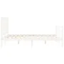 White solid wood bed frame with headboard 140x190 cm by vidaXL, Beds and slatted bases - Ref: Foro24-3193902, Price: 129,41 €...