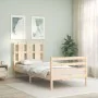 Bed frame with solid wood headboard 90x200 cm by vidaXL, Beds and slatted bases - Ref: Foro24-3194101, Price: 97,79 €, Discou...