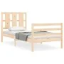 Bed frame with solid wood headboard 90x200 cm by vidaXL, Beds and slatted bases - Ref: Foro24-3194101, Price: 97,79 €, Discou...