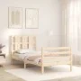 Bed frame with solid wood headboard 90x200 cm by vidaXL, Beds and slatted bases - Ref: Foro24-3194101, Price: 97,79 €, Discou...