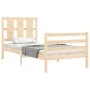 Bed frame with solid wood headboard 90x200 cm by vidaXL, Beds and slatted bases - Ref: Foro24-3194101, Price: 97,79 €, Discou...