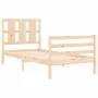 Bed frame with solid wood headboard 90x200 cm by vidaXL, Beds and slatted bases - Ref: Foro24-3194101, Price: 97,79 €, Discou...