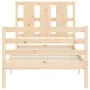 Bed frame with solid wood headboard 90x200 cm by vidaXL, Beds and slatted bases - Ref: Foro24-3194101, Price: 97,79 €, Discou...