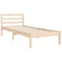 Bed frame with solid wood headboard 90x200 cm by vidaXL, Beds and slatted bases - Ref: Foro24-3194101, Price: 97,79 €, Discou...