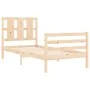 Bed frame with solid wood headboard 100x200 cm by vidaXL, Beds and slatted bases - Ref: Foro24-3194106, Price: 111,17 €, Disc...