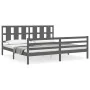 Gray solid wood bed frame with headboard 200x200 cm by vidaXL, Beds and slatted bases - Ref: Foro24-3194138, Price: 179,41 €,...