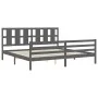 Gray solid wood bed frame with headboard 200x200 cm by vidaXL, Beds and slatted bases - Ref: Foro24-3194138, Price: 179,41 €,...
