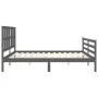 Gray solid wood bed frame with headboard 200x200 cm by vidaXL, Beds and slatted bases - Ref: Foro24-3194138, Price: 179,41 €,...