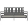 Gray solid wood bed frame with headboard 200x200 cm by vidaXL, Beds and slatted bases - Ref: Foro24-3194138, Price: 179,41 €,...