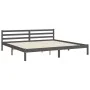 Gray solid wood bed frame with headboard 200x200 cm by vidaXL, Beds and slatted bases - Ref: Foro24-3194138, Price: 179,41 €,...