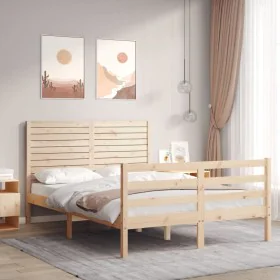 Estructura de cama con cabecero madera maciza 120x200 cm de vidaXL, Camas y somieres - Ref: Foro24-3195021, Precio: 131,24 €,...