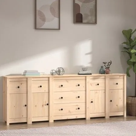 Solid pine wood sideboard 230x35x80 cm by vidaXL, Sideboards - Ref: Foro24-3114094, Price: 342,66 €, Discount: %
