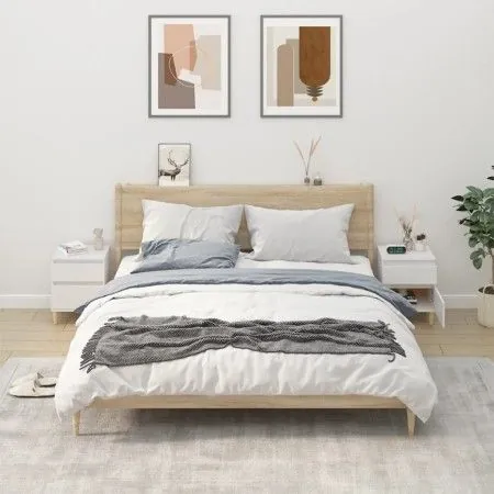 Mesitas de noche 2 unidades color blanco 40x35x50 cm de vidaXL, Taquillas y armarios de almacenamiento - Ref: Foro24-821827, ...