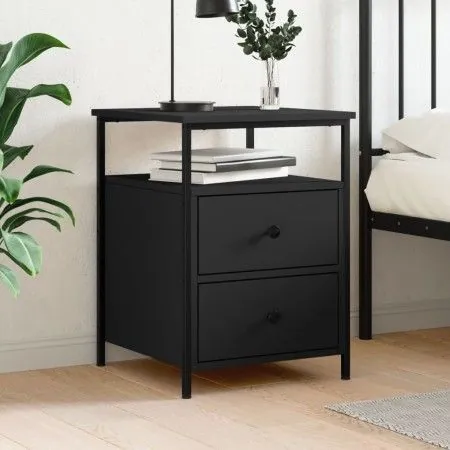 Mesita de noche madera de ingeniería negro 44x45x60 cm de vidaXL, Mesitas de noche - Ref: Foro24-826003, Precio: 71,51 €, Des...