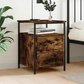 Mesita de noche madera de ingeniería roble ahumado 44x45x60 cm de vidaXL, Mesitas de noche - Ref: Foro24-826007, Precio: 53,3...