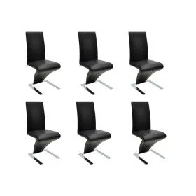 Sillas de comedor 6 unidades cuero sintético negro de vidaXL, Sillas de comedor - Ref: Foro24-160564, Precio: 701,63 €, Descu...