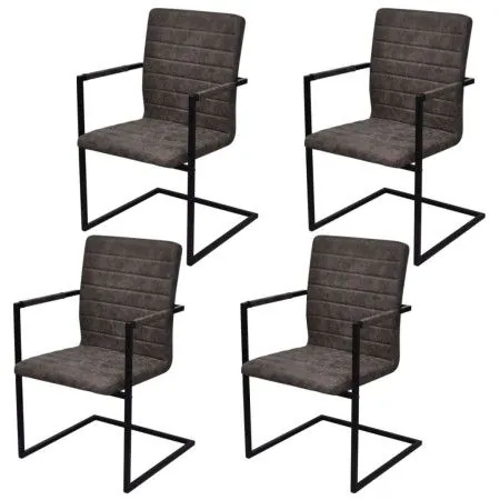 Cantilever dining chairs 4 units brown synthetic leather by vidaXL, dining chairs - Ref: Foro24-272413, Price: 356,78 €, Disc...