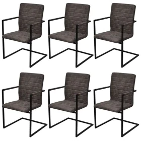 Sillas voladizas de comedor 6 unidades cuero artificial marrón de vidaXL, Sillas de comedor - Ref: Foro24-272414, Precio: 533...