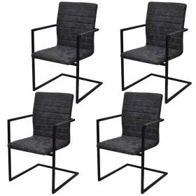 Sillas de comedor voladizas 4 unidades cuero sintético negro de vidaXL, Sillas de comedor - Ref: Foro24-272415, Precio: 395,9...