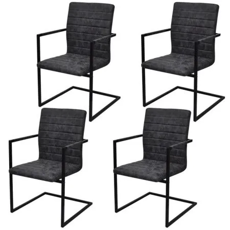 Sillas de comedor voladizas 4 unidades cuero sintético negro de vidaXL, Sillas de comedor - Ref: Foro24-272415, Precio: 395,9...