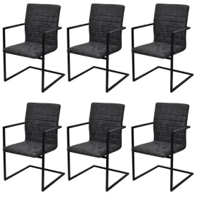 Sillas voladizas de comedor 6 unidades cuero sintético negro de vidaXL, Sillas de comedor - Ref: Foro24-272416, Precio: 629,6...