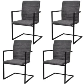 Sillas voladizas de comedor 4 unidades cuero sintético gris de vidaXL, Sillas de comedor - Ref: Foro24-272417, Precio: 357,33...