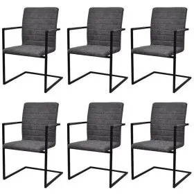 Sillas de comedor voladizas 6 unidades cuero sintético gris de vidaXL, Sillas de comedor - Ref: Foro24-272418, Precio: 534,55...